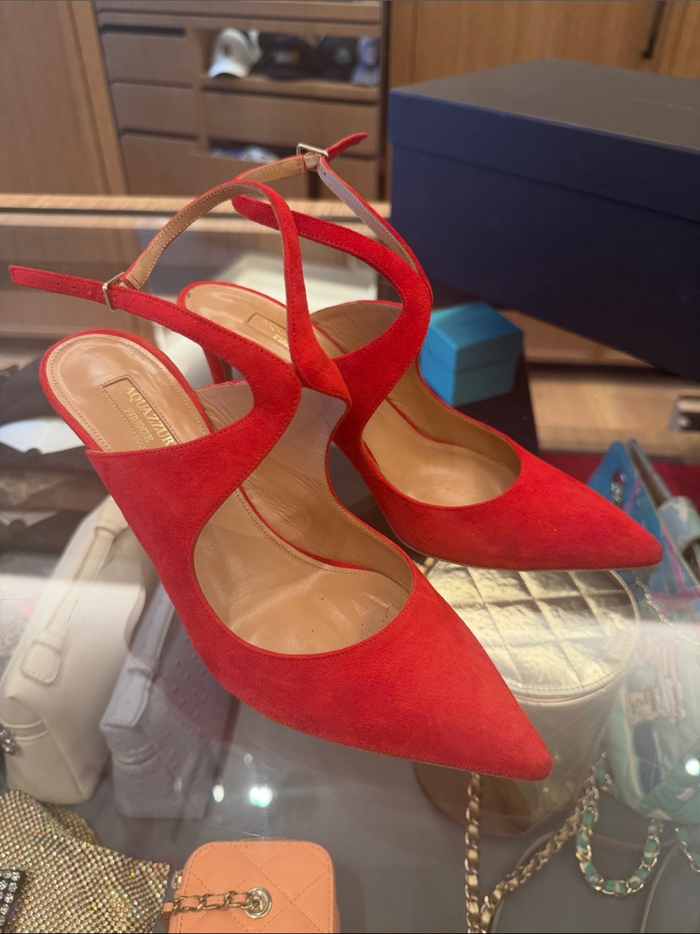 Aquazzura Red Suede Shoes 👠